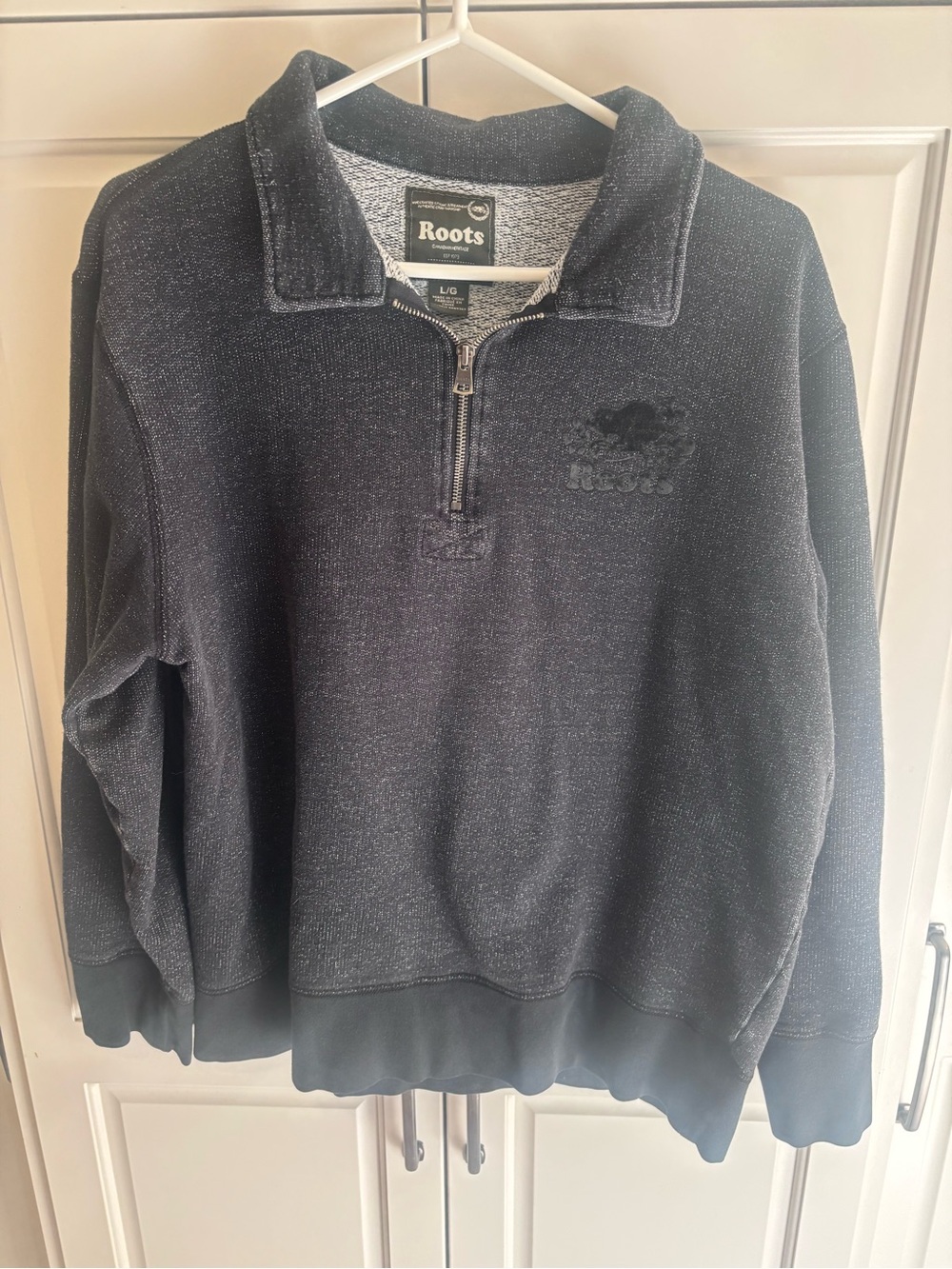 Roots Men's Half-Zip Sweater Pullover - Black large